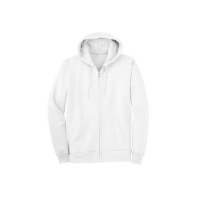 Plain white shop jacket with hood