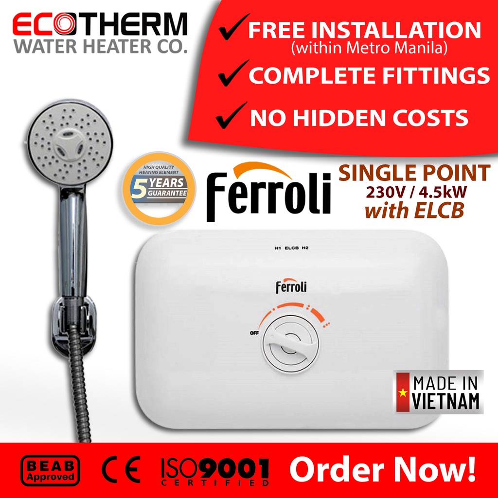 Ferroli Rita - Singlepoint Water Heater/Shower Heater (4.5kW) Ecotherm |  Shopee Philippines