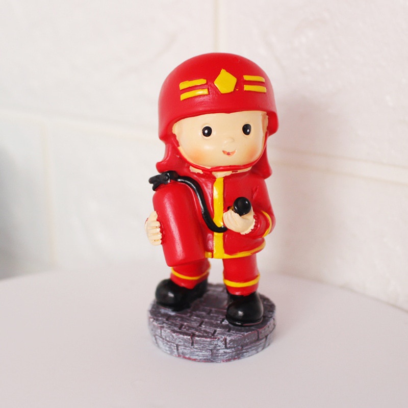 Mini Fireman Hero Figurines Cake Toppers Standing Firefighter Toys ...