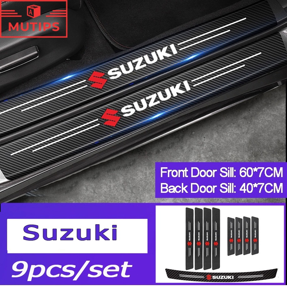 Suzuki 9Pcs Car Carbon Fiber Door Sill Protection Scratch Resistant