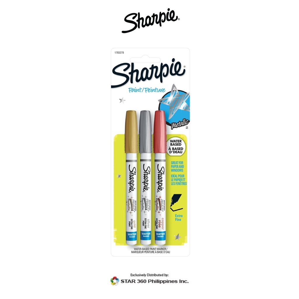 Sharpie Water Based Paint Marker Extra Fine Tip Gold/Silver/Copper
