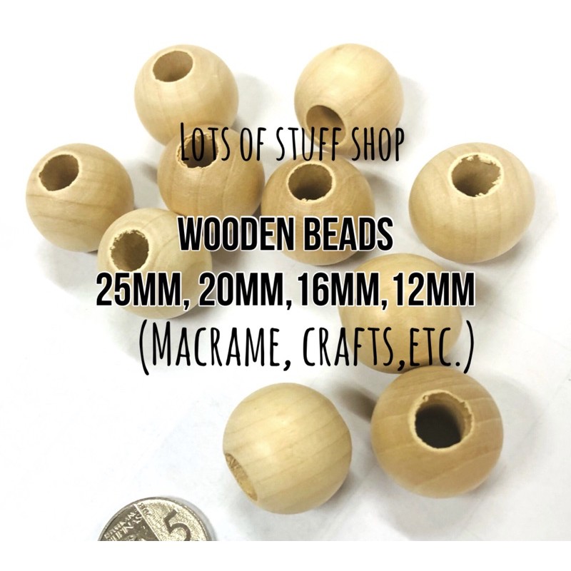 20mm, 16mm Dark Red Wood Beads- 60 Pieces Wooden Round Beads for Craft,  Wooden Spacer Beads for Macrame/Farmhouse Garlands/Home Wall Decor