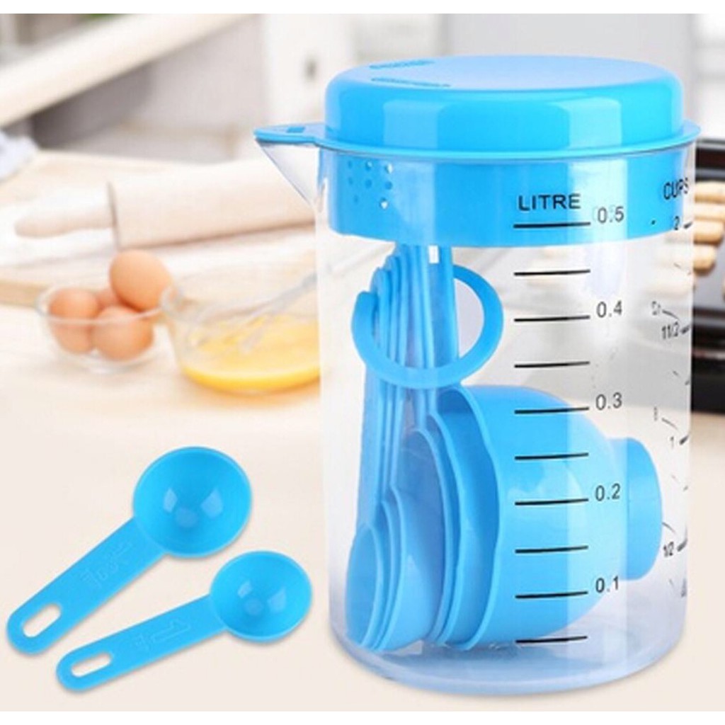 7pcs/Set PVC Measuring Cup Container with Spout and Stackable Spoons ...