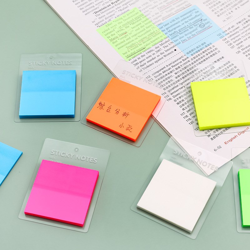 50 Sheets Translucent Colored Clear Sticky Note Waterproof Adhesive ...