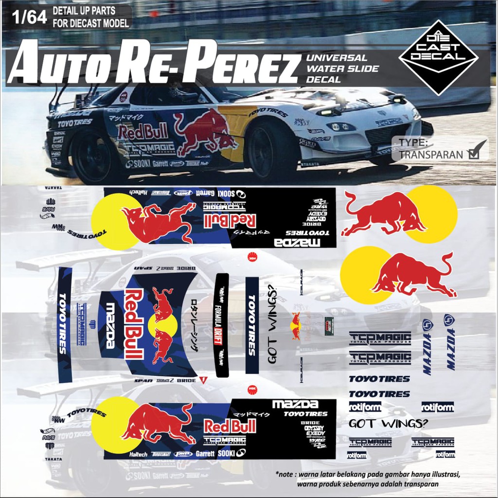 Transparent Decal Hotwheels Autoreperez Racing Livery Mad mike Humbull Mazda RX7 Shopee Philippines