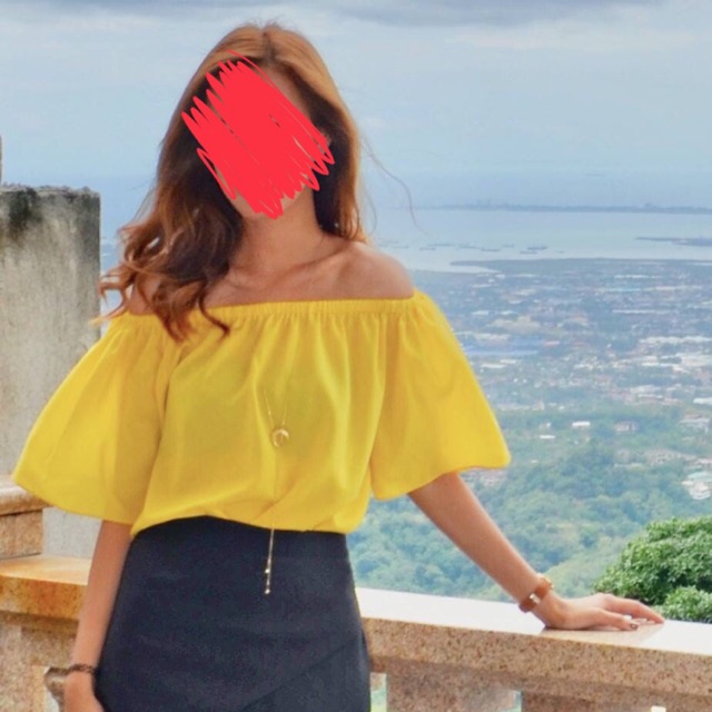 Yellow off cheap shoulder blouse