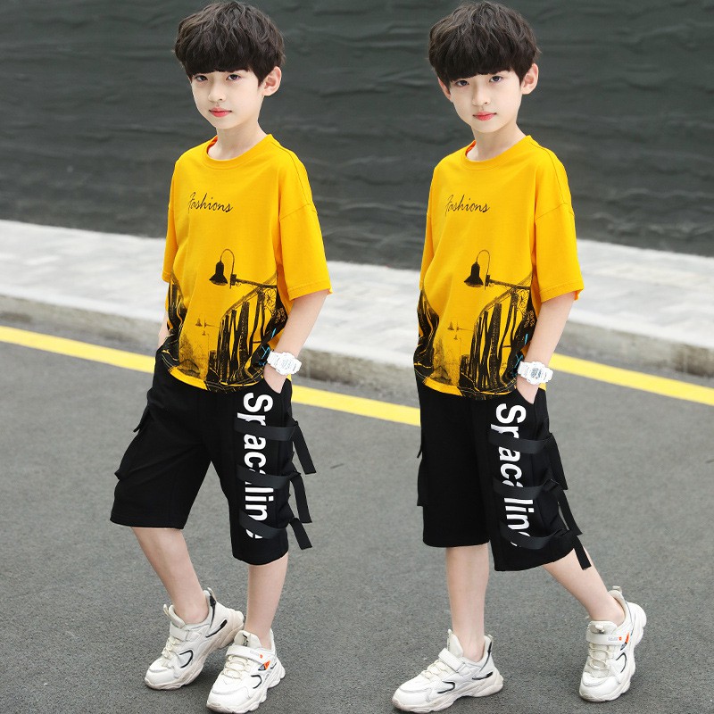 Boys Summer Suit 2021 New Children s Short Sleeved T Shirt Sports