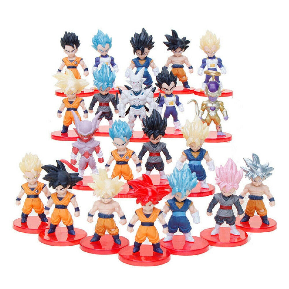 6~7cm Dragon Ball Z Super Saiyan Son Goku Vetega Gotenks Collection Toys Cake Topper 21pcs Set