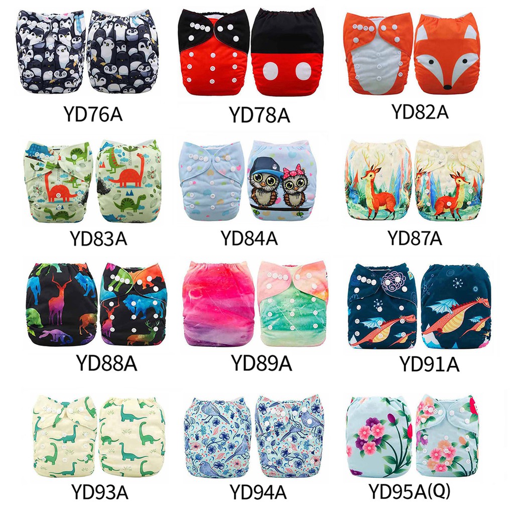 ALVA Baby Cloth Diapers Printin One Size Reusable Washable Pocket diaper Shopee Philippines