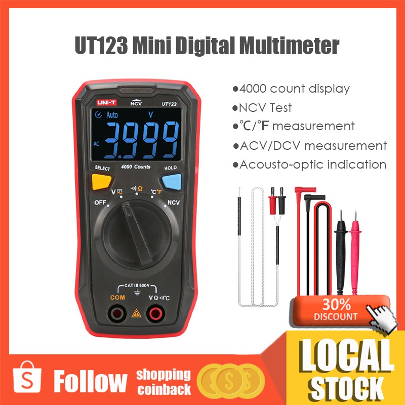 Uni-T Ut123 Ut123D Digital Multimeter AC DC Voltage Resistance(Ohm ...