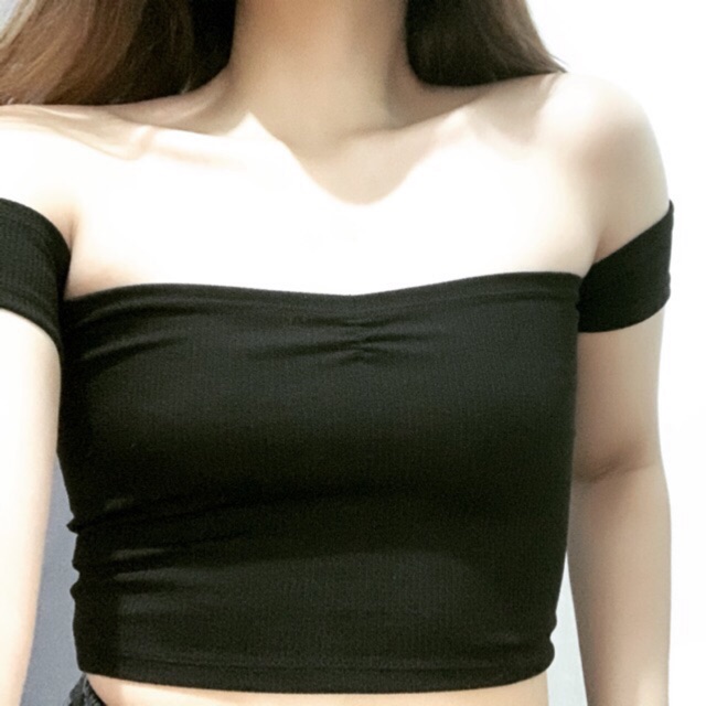 Off shoulder fitted crop top Shopee Philippines