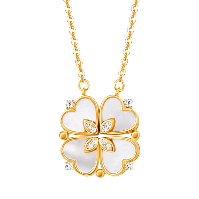 Vnox Gold Detachable Four-leaf Clover Necklace,Copper Lucky Clover ...