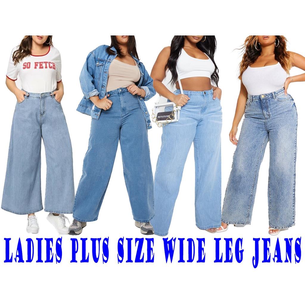 Ladies BIG SIZE Wideleg Plus Size Wide Leg Jeans Plus Size Pants ...