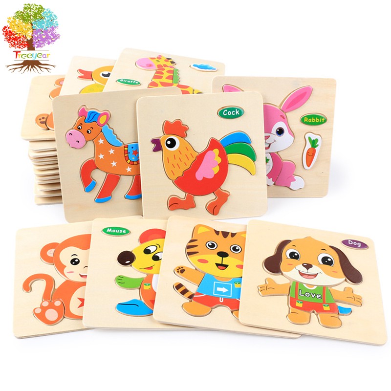 Wooden Puzzles for Toddlers - Animal Jigsaw Puzzles for 1 2 3 Years Old ...