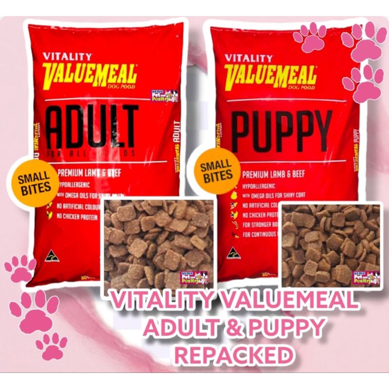 VITALITY VALUEMEAL Adult Puppy DOG FOOD Premium Lamb Beef 1