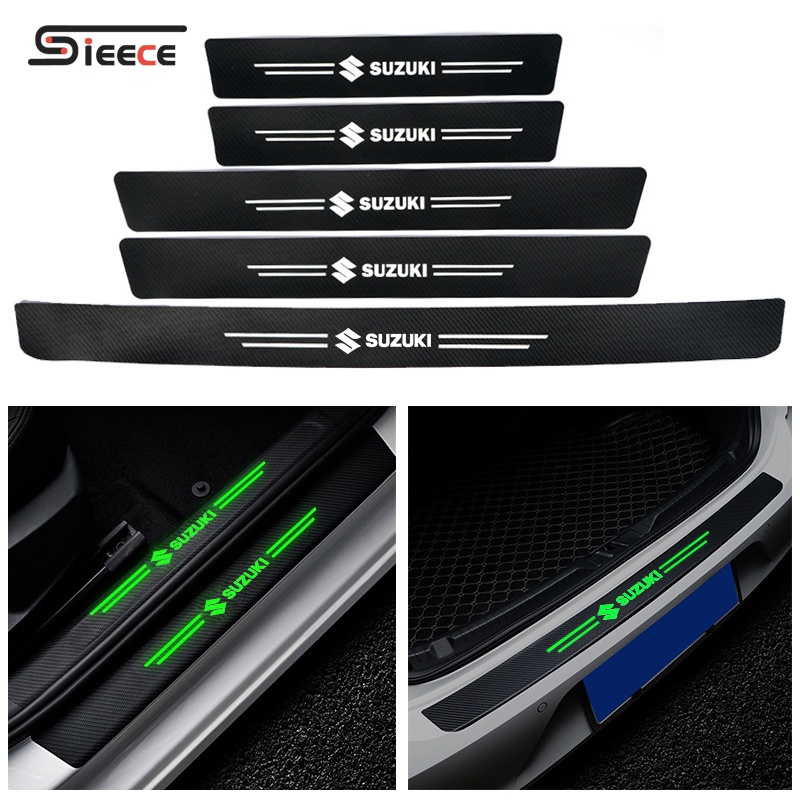 Sieece Car Door Sill Protector Carbon Fiber Luminous Car Bumper