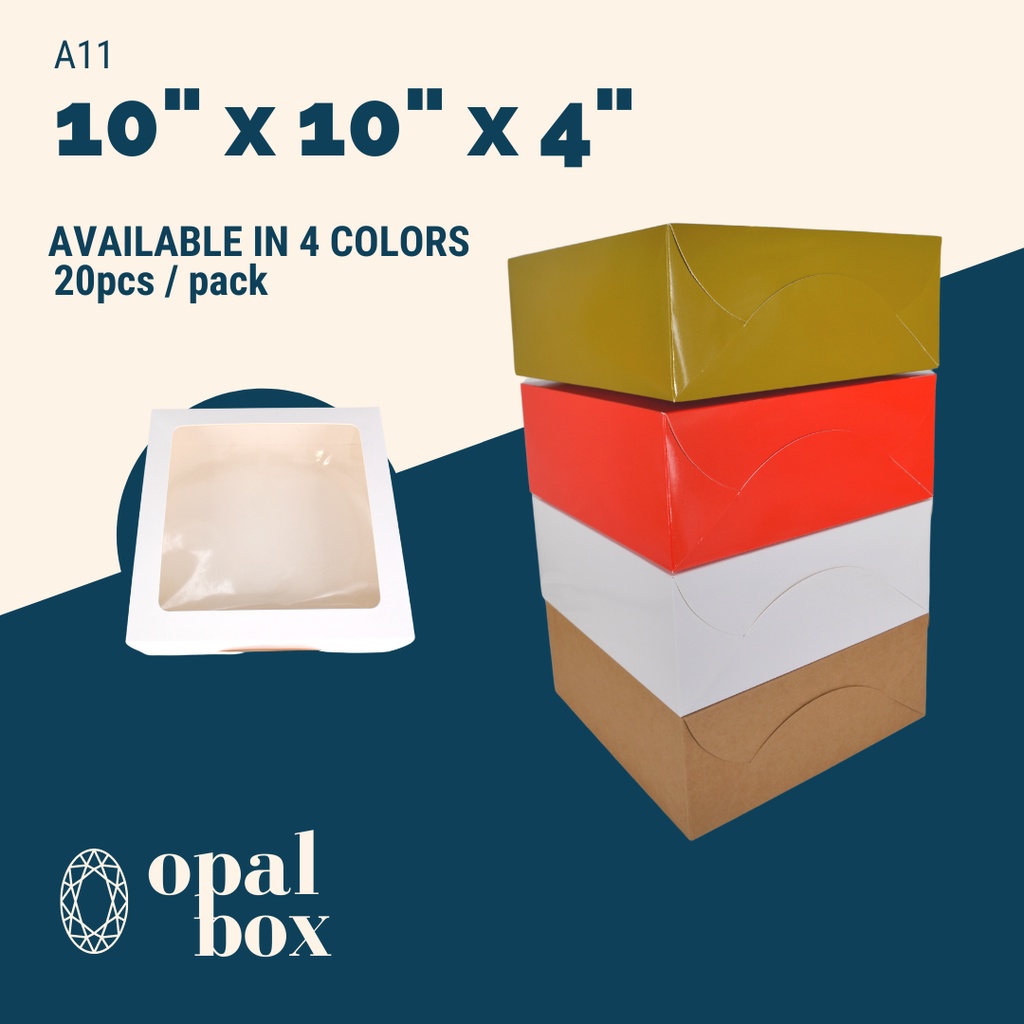 Opalbox 10x10x4 Pastry Box Brownie Box Laminated Shopee Philippines