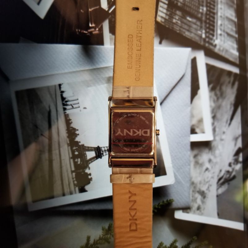 Women s DKNY leather strap rectangular wrist watch Shopee