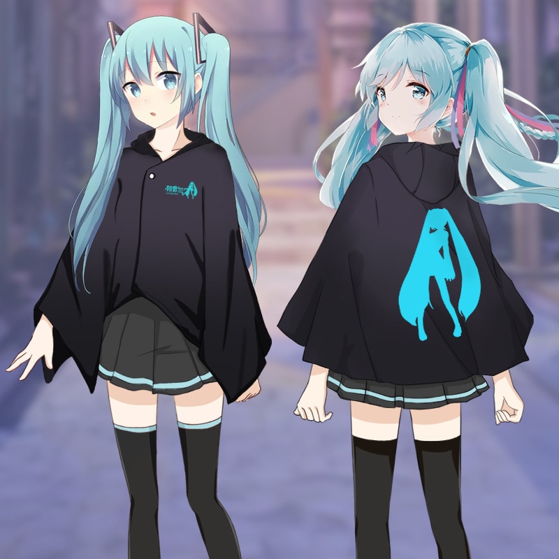 Anime Vocaloid Miku Hoodies Sakura Cosplay Hooded Coat Girls Harajuku