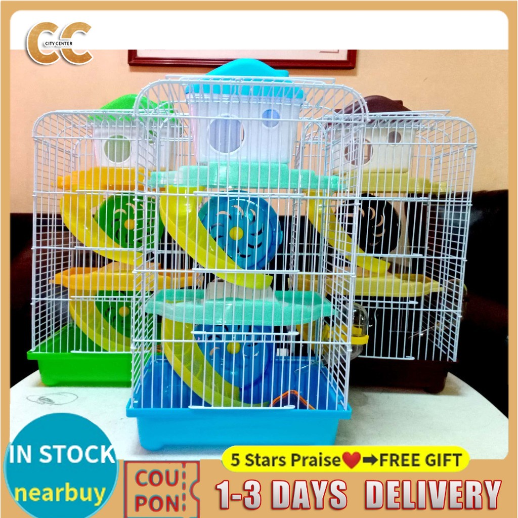 Hamster Cage 3 layer complete set up with 2 wheels and 1 house | Shopee  Philippines