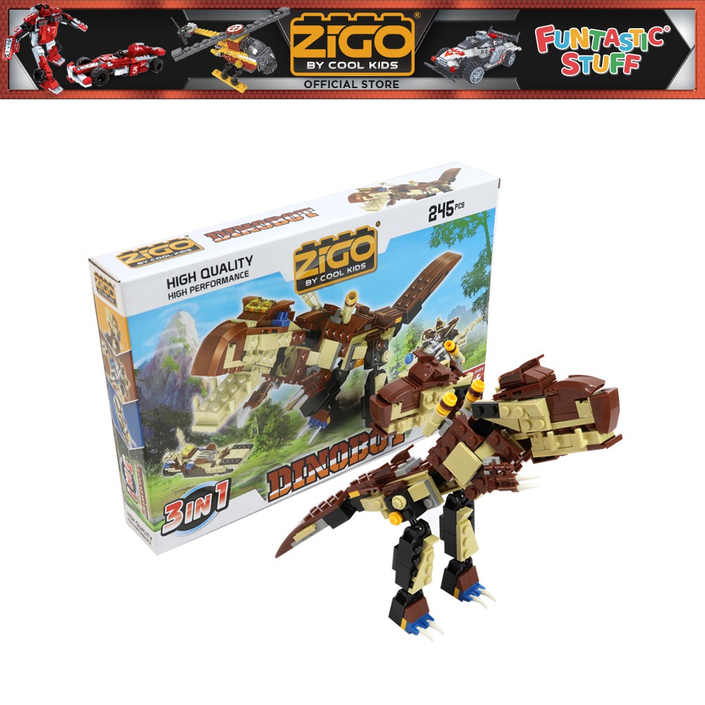 ZIGO Brown Dinobot Building Blocks ,Toys for Kids, Dinosaur Blocks(249 ...