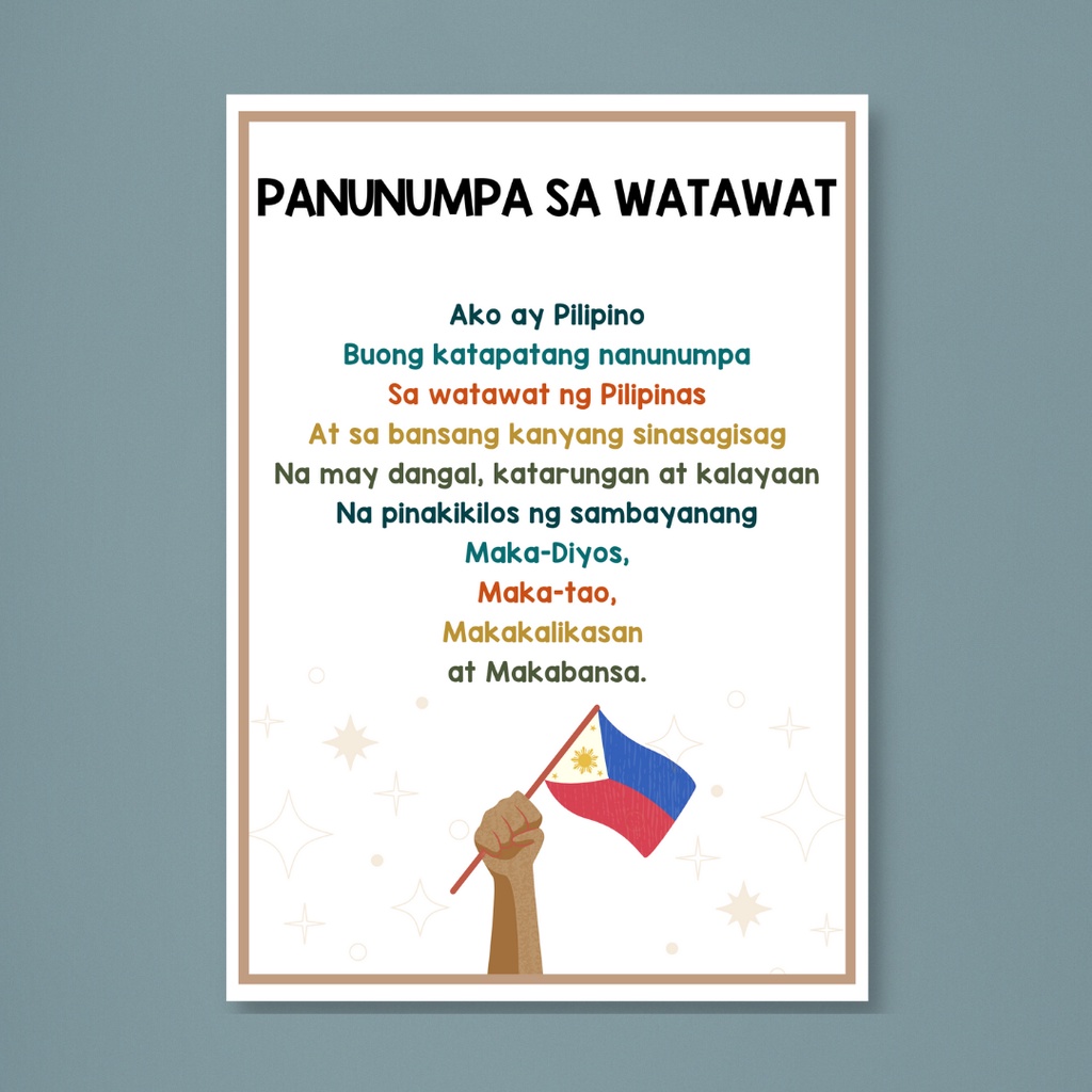 Lupang Hinirang Panatang Makabayan Panunumpa Sa Watatawat Filipino Educational Charts Shopee 5137