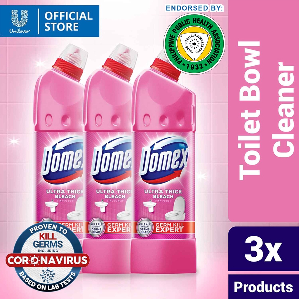 Domex Ultra Thick Bleach Toilet Cleaner Pink Power 500ml Bottle 3x ...