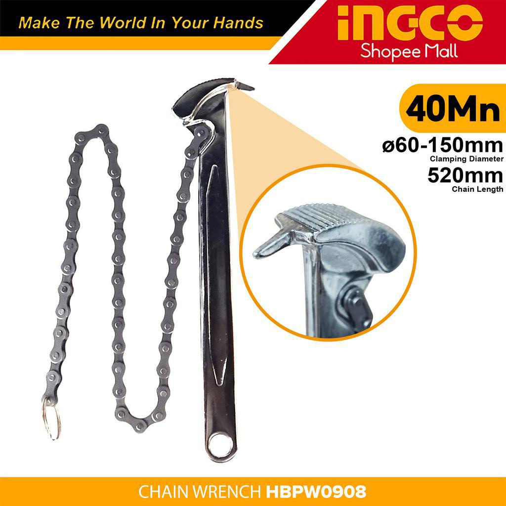 INGCO Chain Pipe Wrench 40Mn Ratcheting Chain Wrench Oil Filter Chain