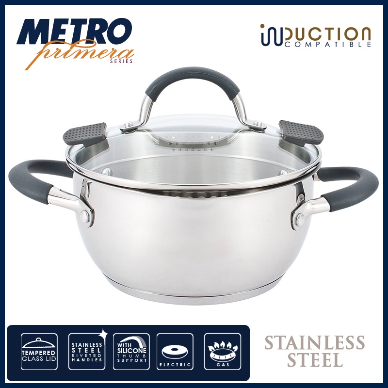 Primera by Metro Cookwares Casserole with Glass Lid 20cm Stainless ...