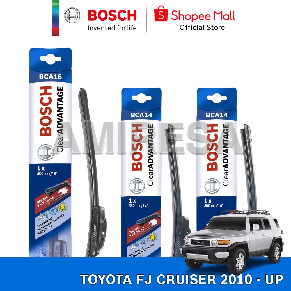 BOSCH CLEAR ADVANTAGE WIPER BUNDLE FOR TOYOTA FJ CRUISER 2010PRESENT (16"/14"/14") Shopee
