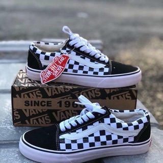 High top old 2024 skool checkered vans