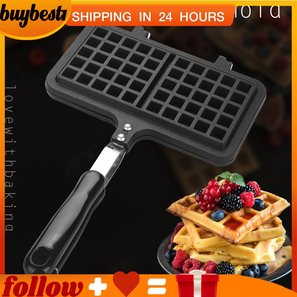 [Buybest1] Dual Head Household Kitchen Gas NonStick Waffle Maker Pan