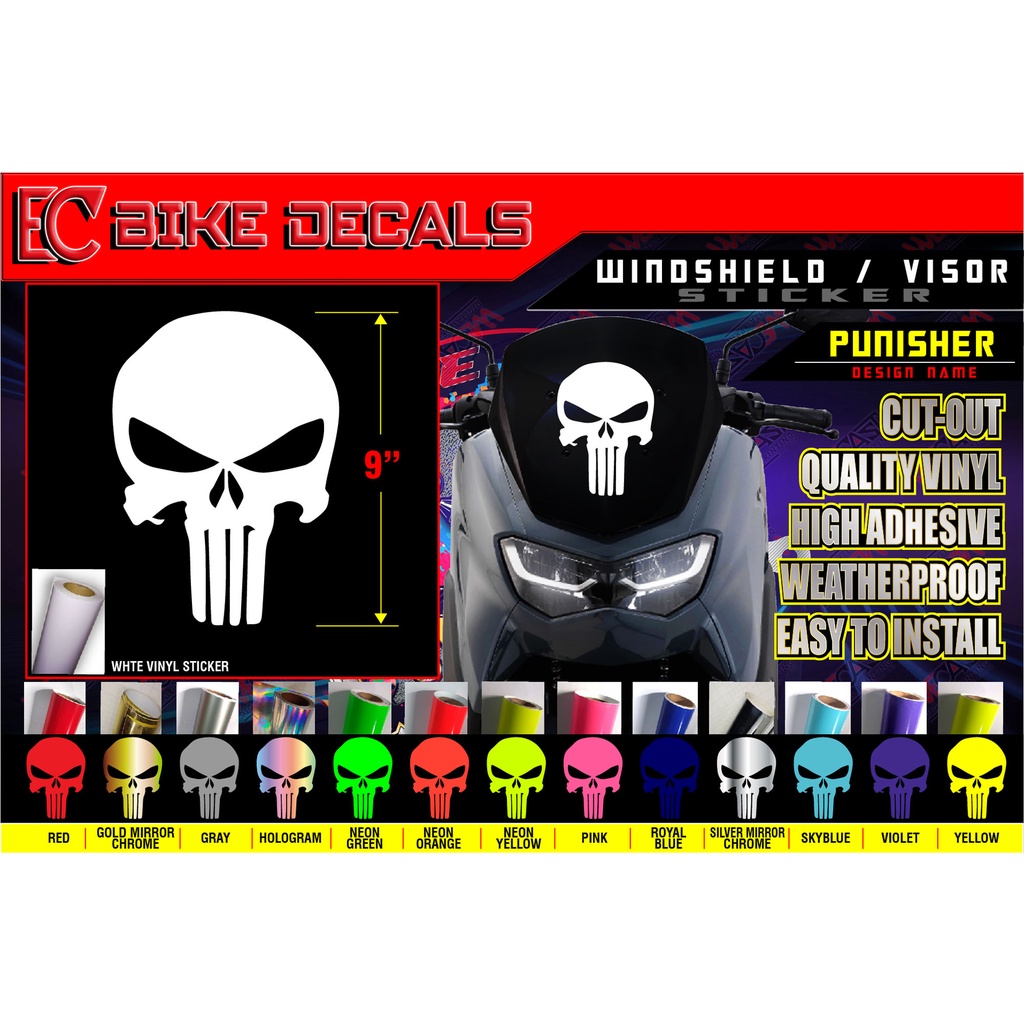Yamaha Nmax Windshield Sticker Decal VISOR CUTOUT - PUNISHER | Shopee ...