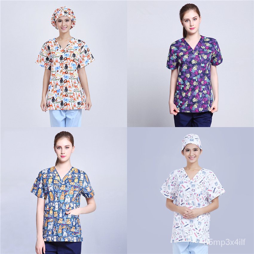 【Lowest price】Scrubs Medical Uniforms Women Nurse Scrub Tops Doctor