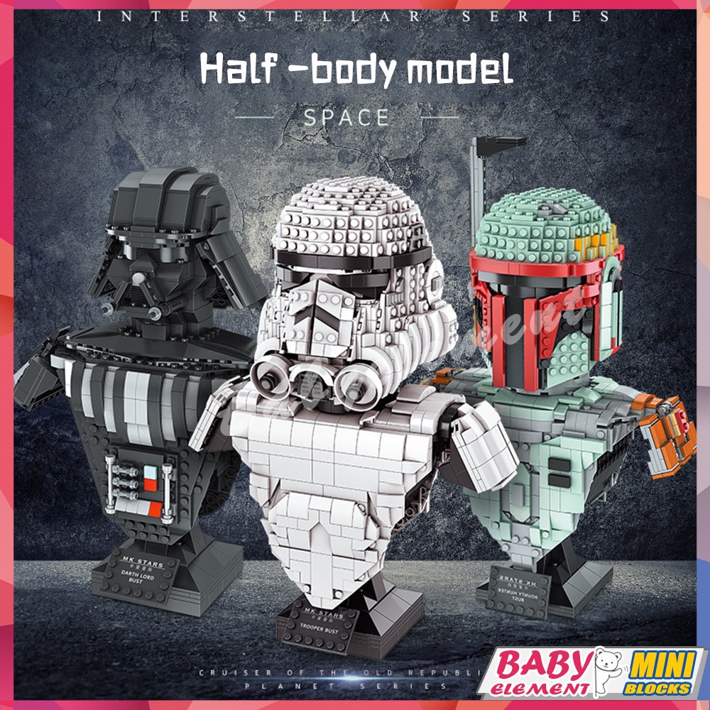 Star Wars Building Blocks Half body model Darth Vader Mandalorian