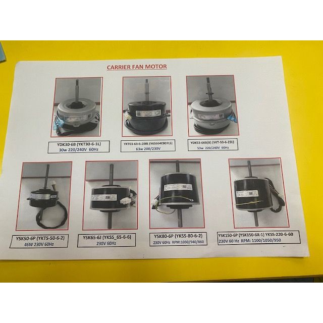 Carrier Fan Motor (YDK306B, YKT636200L, YDK536KB, YSK506P, YSK65