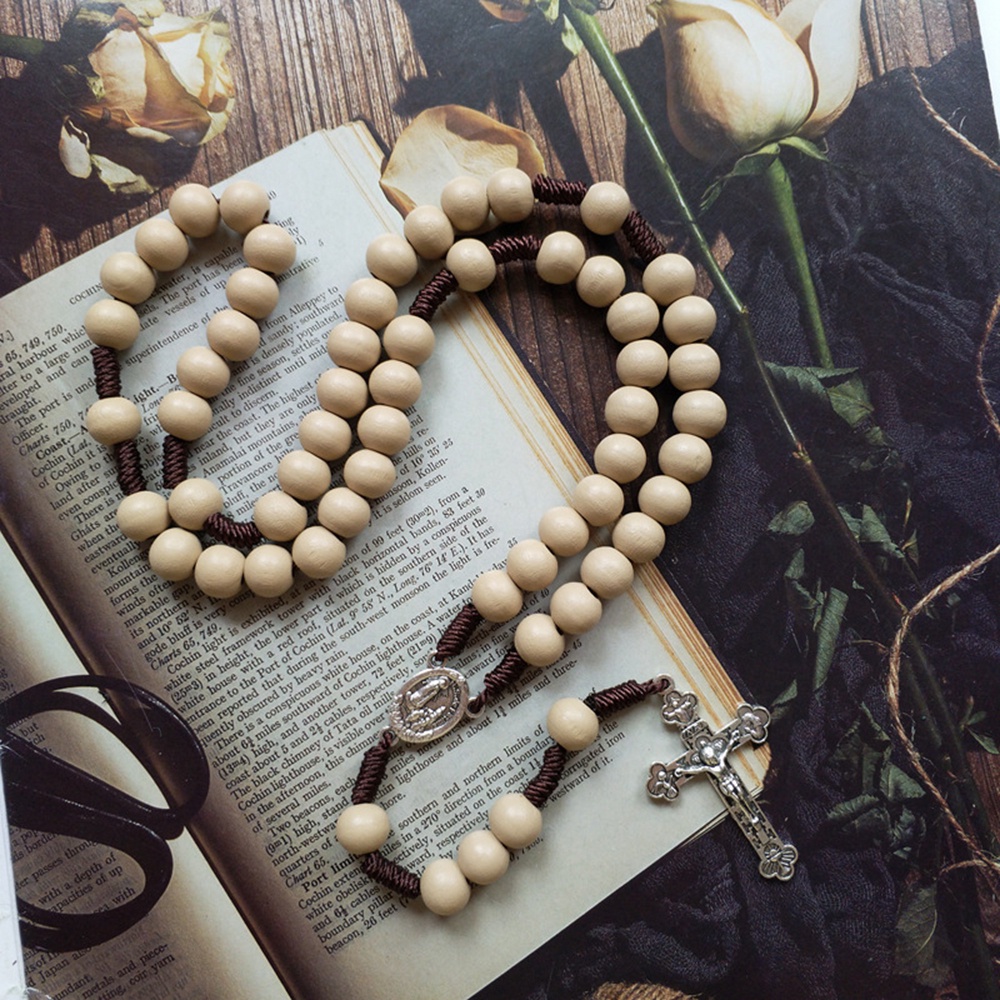 Handmade Wooden Beaded Chain Prayer Chaplet Crucifix Cross Pendant ...
