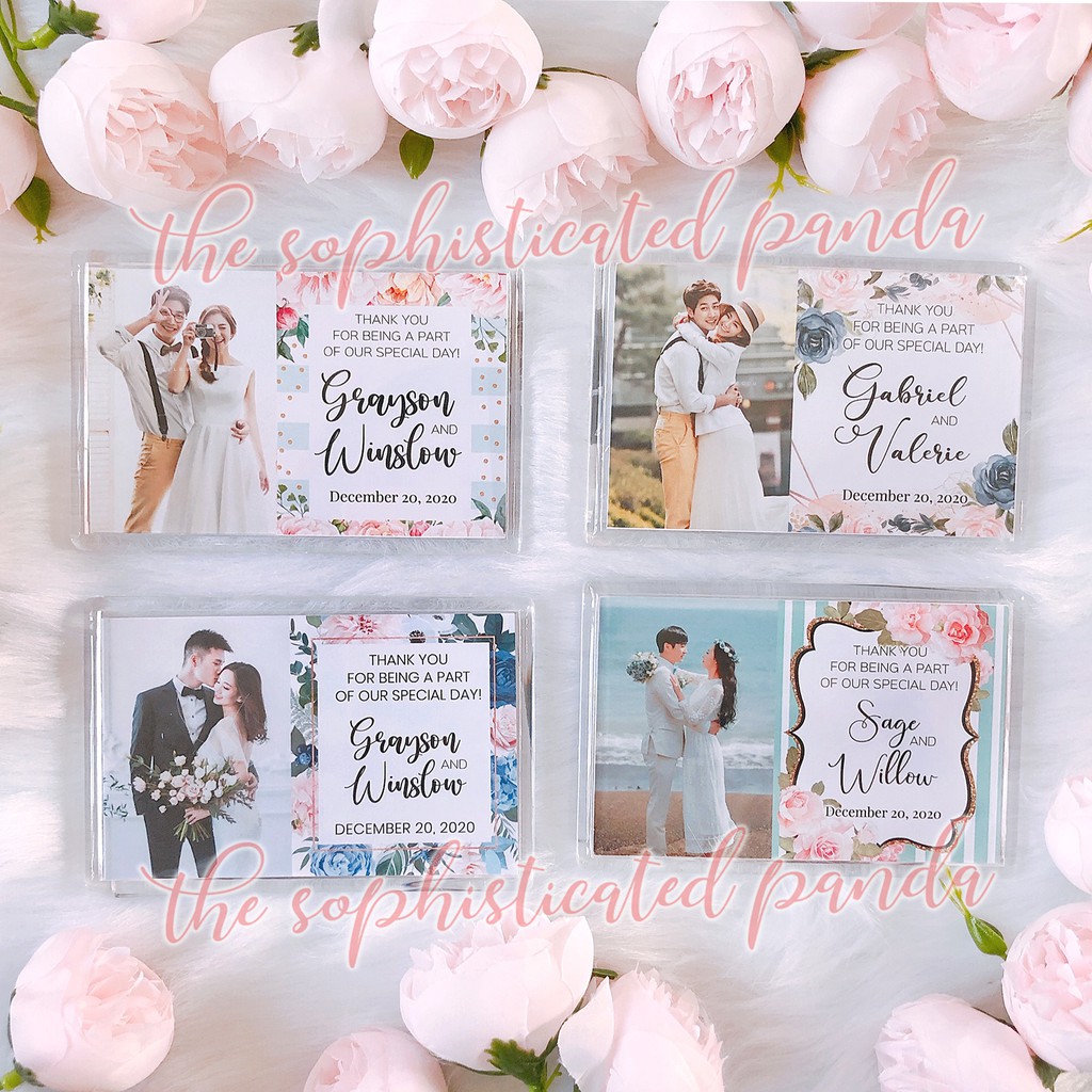 [COD] REF WEDDING Souvenir Acrylic Birthday Giveaway with PRINTED LAYOUT Organza Pouch