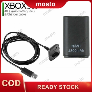 4800mAh Battery Pack with USB Charger Cable For Xbox 360 Wireless  Controller