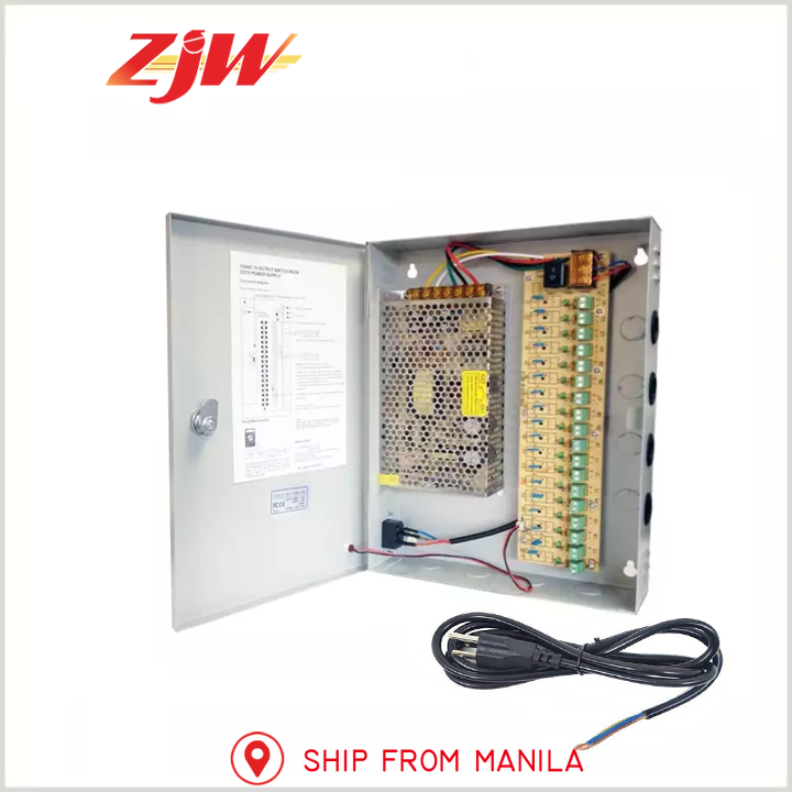 18-Channel CCTV Security Camera Power Supply Box – 12V DC Distribution For Analog Cameras