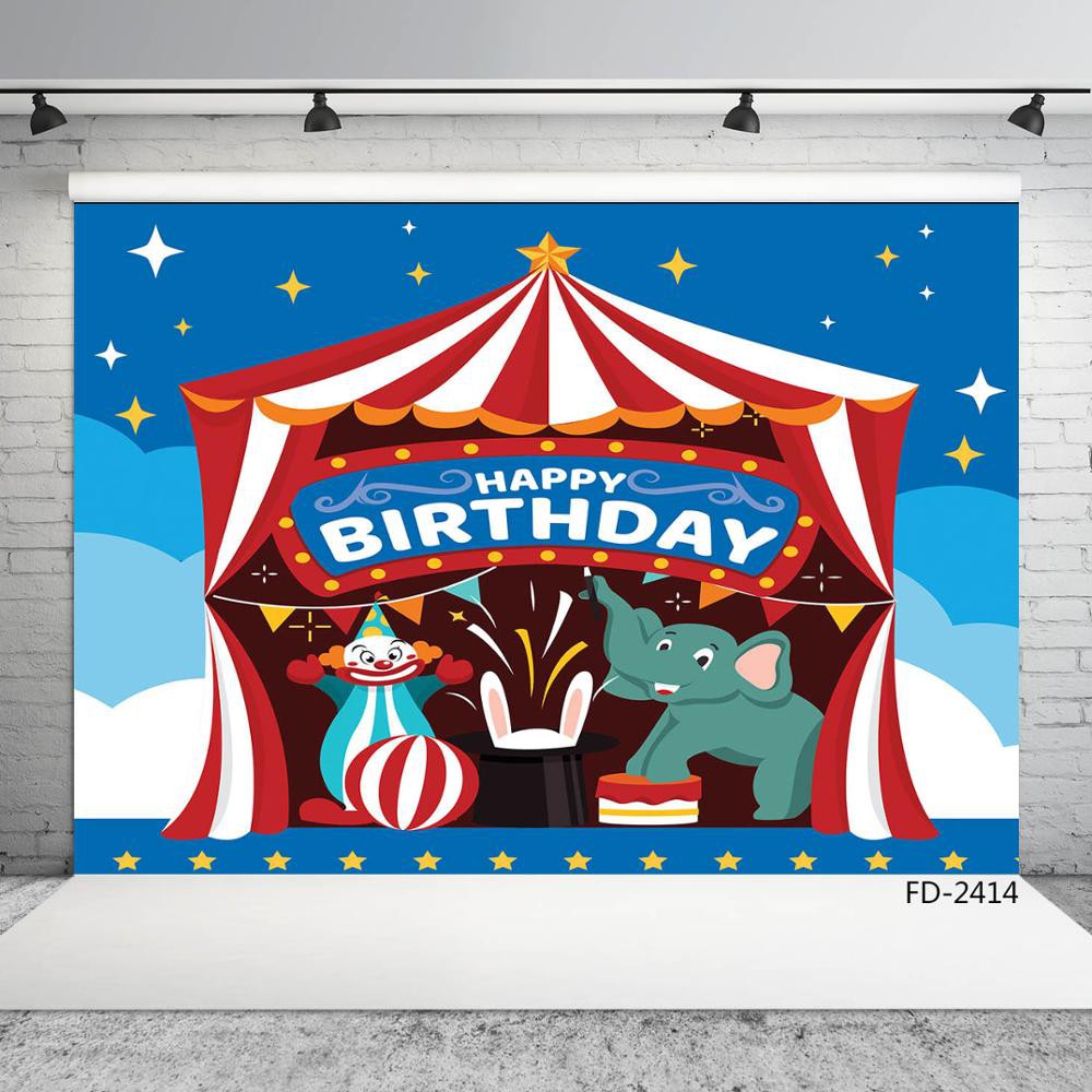 Custom Name Circus Stage Tent Play Birthday Party Banner Background Baby  Children Photography Backdr