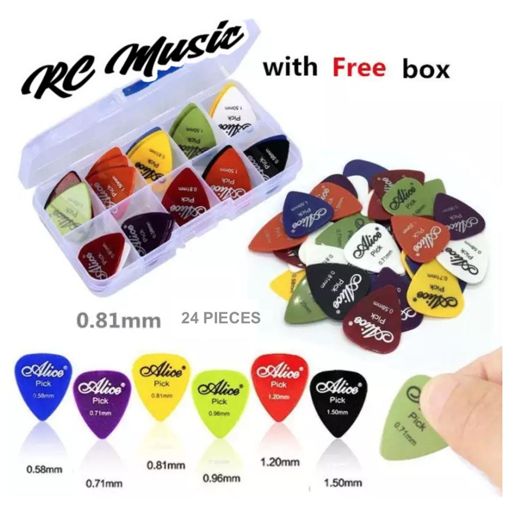 RC Music 24pcs Electric Guitar Pick Acoustic Picks Plectrum 0.58/0.71/0
