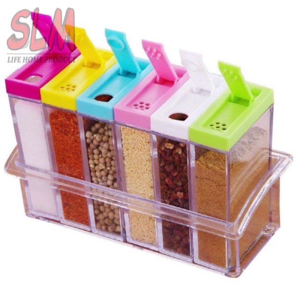 6pcs set seasoning box colorful Kitchen Condiment Storage | Shopee ...