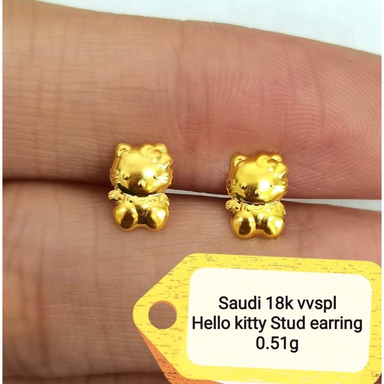 18k金 saudi gold  hello kitty earrings 18k金 saudi gold hello kitty earrings
