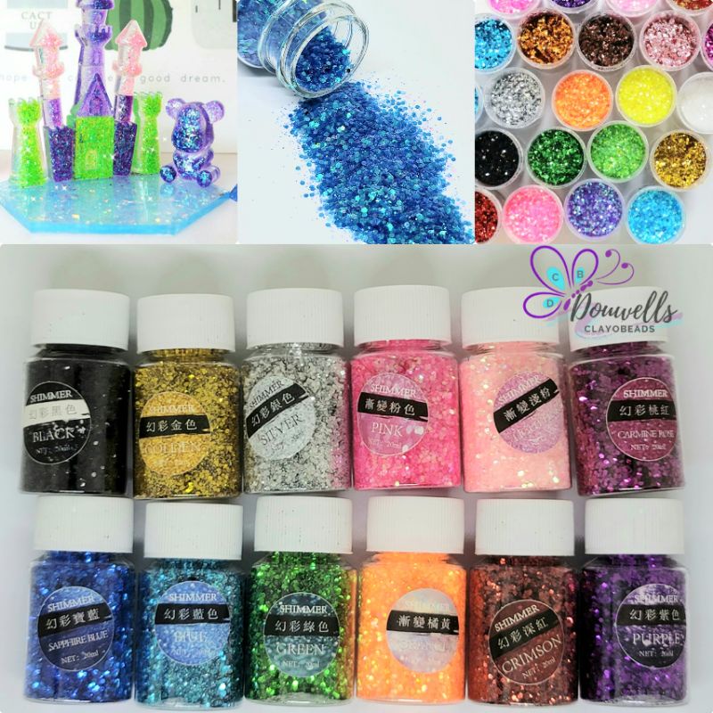 20ml SHIMMER CHUNKY GLITTERS Hexagon Sequins Diy Nail Art Epoxy Resin