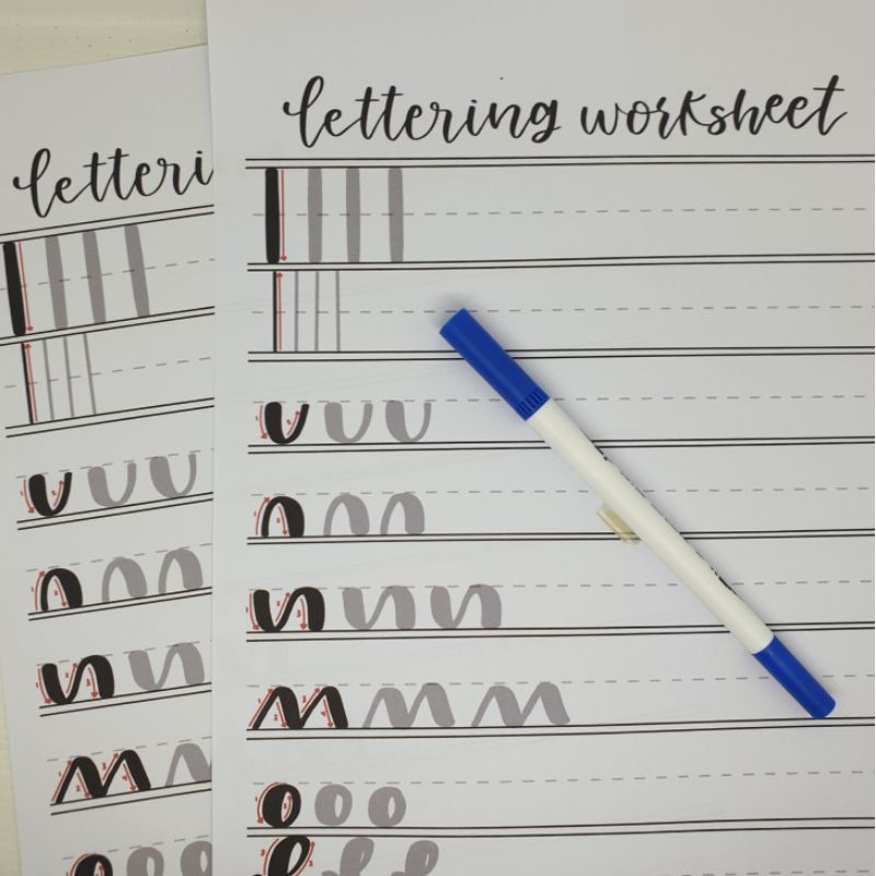 2pcs Calligraphy Lettering Worksheet Practice Paper 