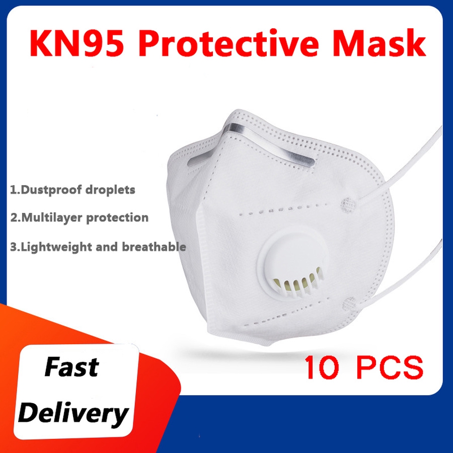 10 Pcs KN95 Mask with Valve 3D PM2.5 Activated Face Mask Waterproof ...