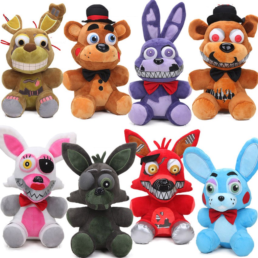 Ready Stock】✌ஐNew 25cm FNAF Nightmare Freddy Bear Foxy Bonnie Plush Toys Five  Nights at Freddy's To