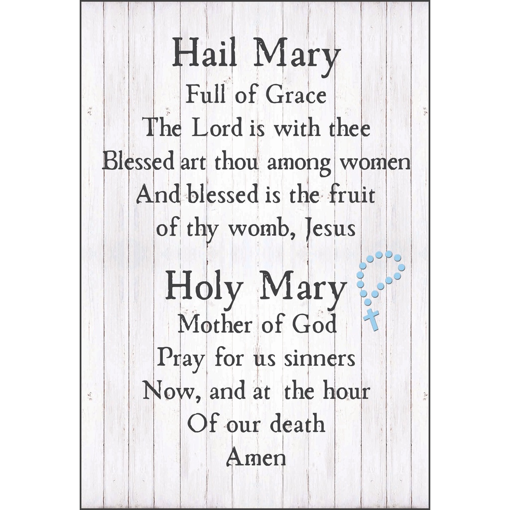 Hail Mary Prayer Bible Verse Wood Wall Decor Home Decor Prayer Rustic ...