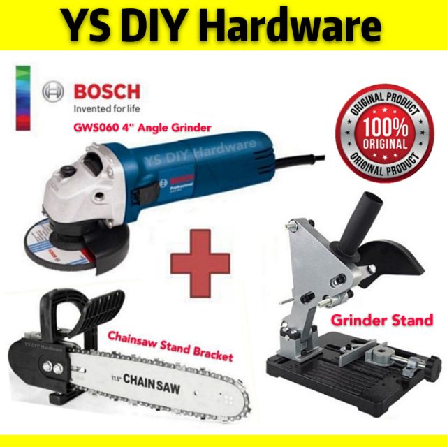 Bosch Original GWS060 4 Angle Grinder+Chainsaw+Grinder Stand Shopee